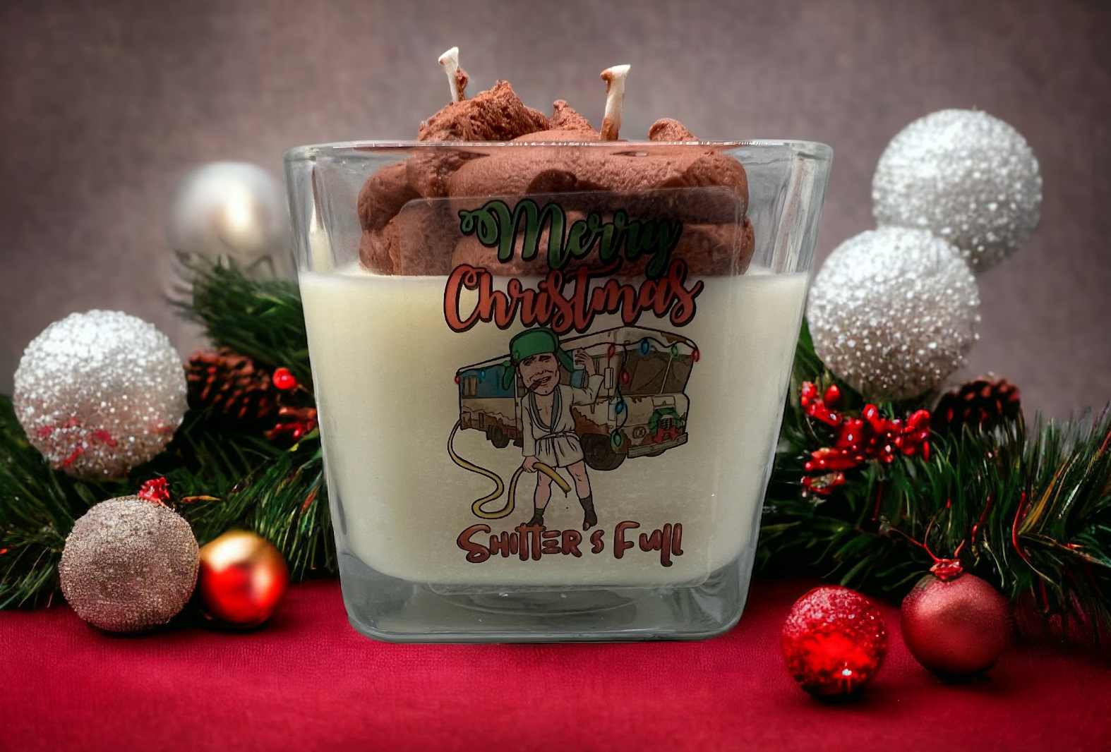 Merry Christmas Shitters Full Funny Candle, Christmas Vacation