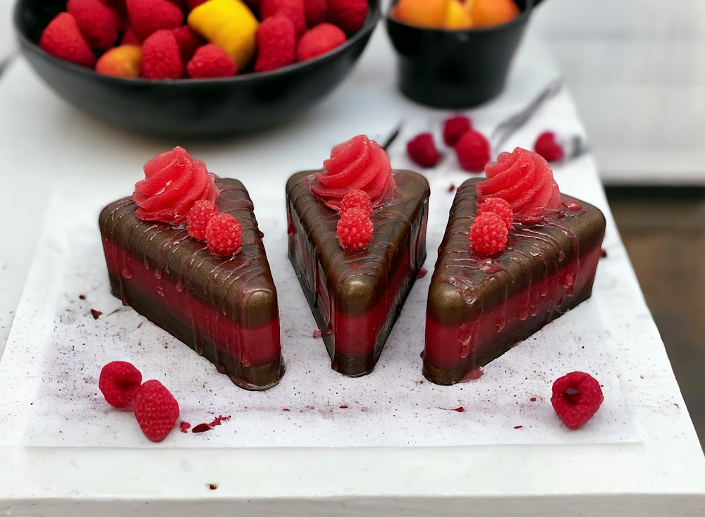 CHOCOLATE RASPBERRY Cake Slice Soap | Realistic Cake | 6.25 oz