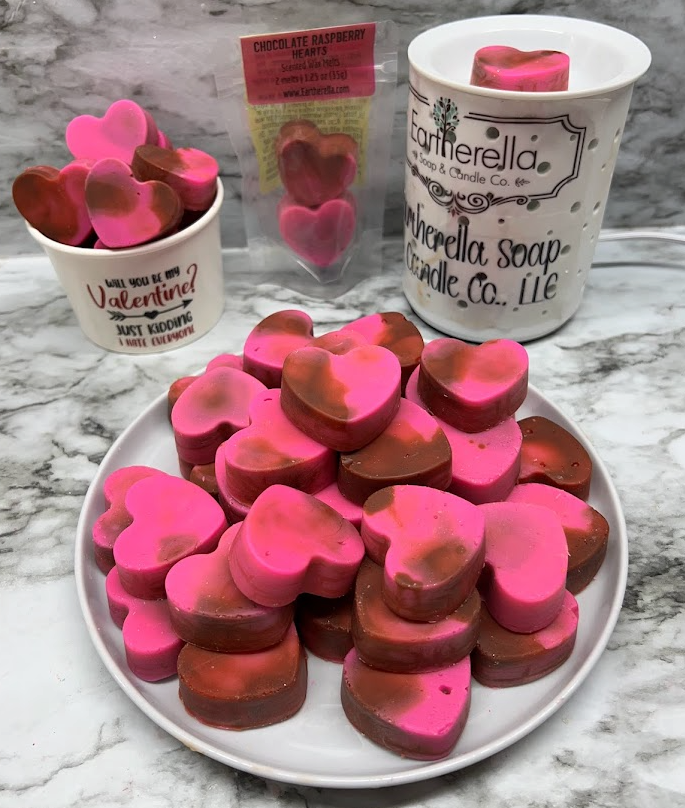 
                  
                    CHOCOLATE RASPBERRY hearts Valentine's Day wax melts | 9 wax melts |  5.5 oz
                  
                