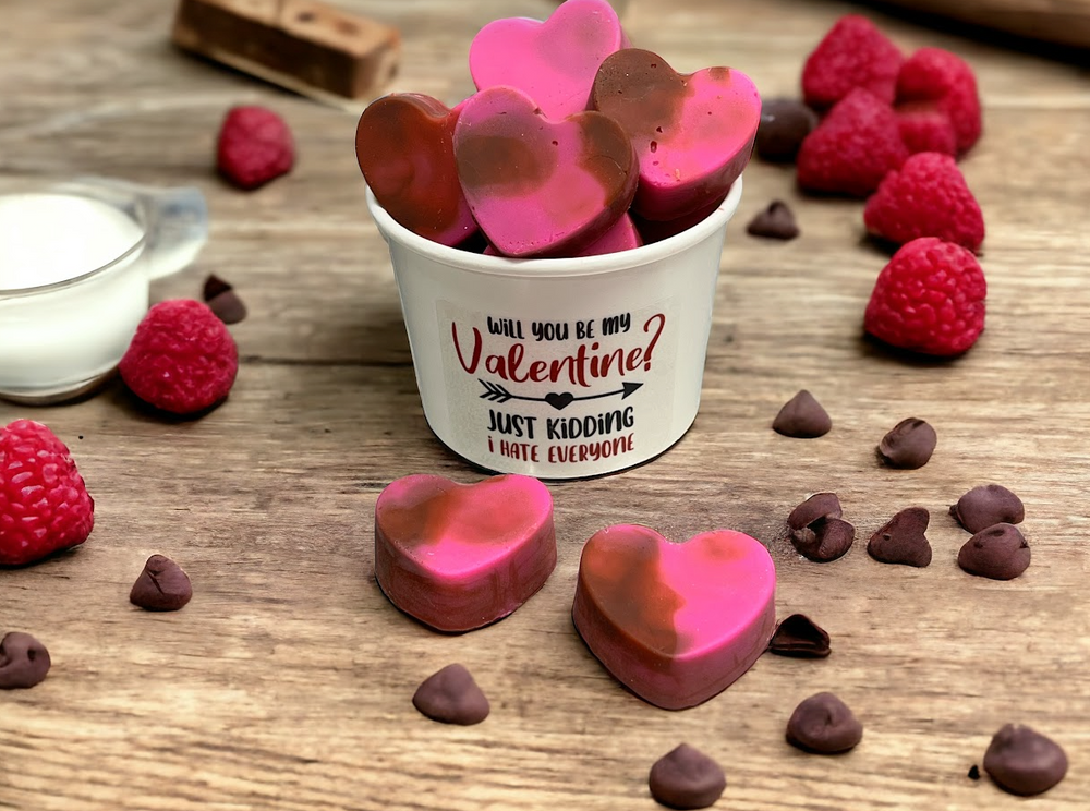 CHOCOLATE RASPBERRY hearts Valentine's Day wax melts | 9 wax melts |  5.5 oz