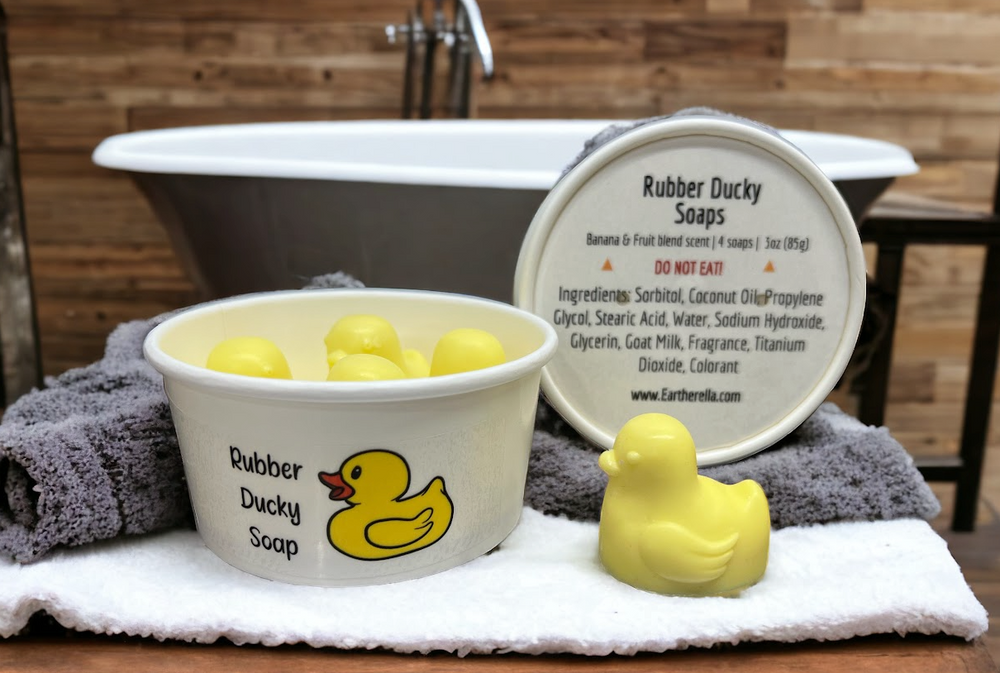 RUBBER DUCKY SOAPS for Kids! Fun shaped soaps | Fruity Banana scent | handmade soap bars | 4 soaps | 3 oz