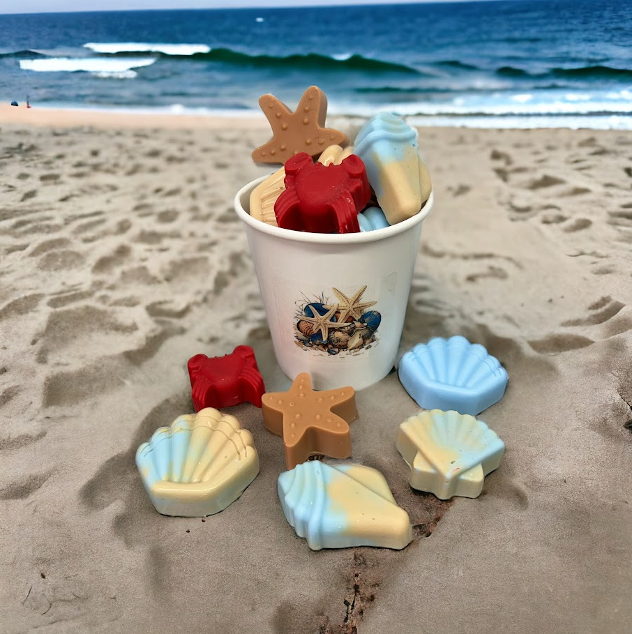 BEACH VIBES Wax Melts | Beach Wood scent | Seashells, Starfish, Crabs | Nautical | Ocean | 6 oz