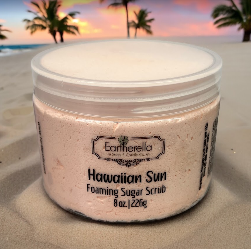 HAWAIIAN SUN Exfoliating Foaming Sugar Body Scrub, 8 oz jar