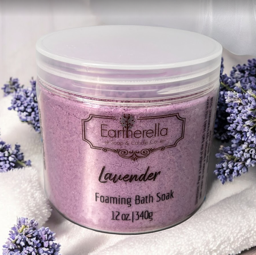 LAVENDER scented Fizzy Bath Soak with Epsom salts, Large 12 oz jar