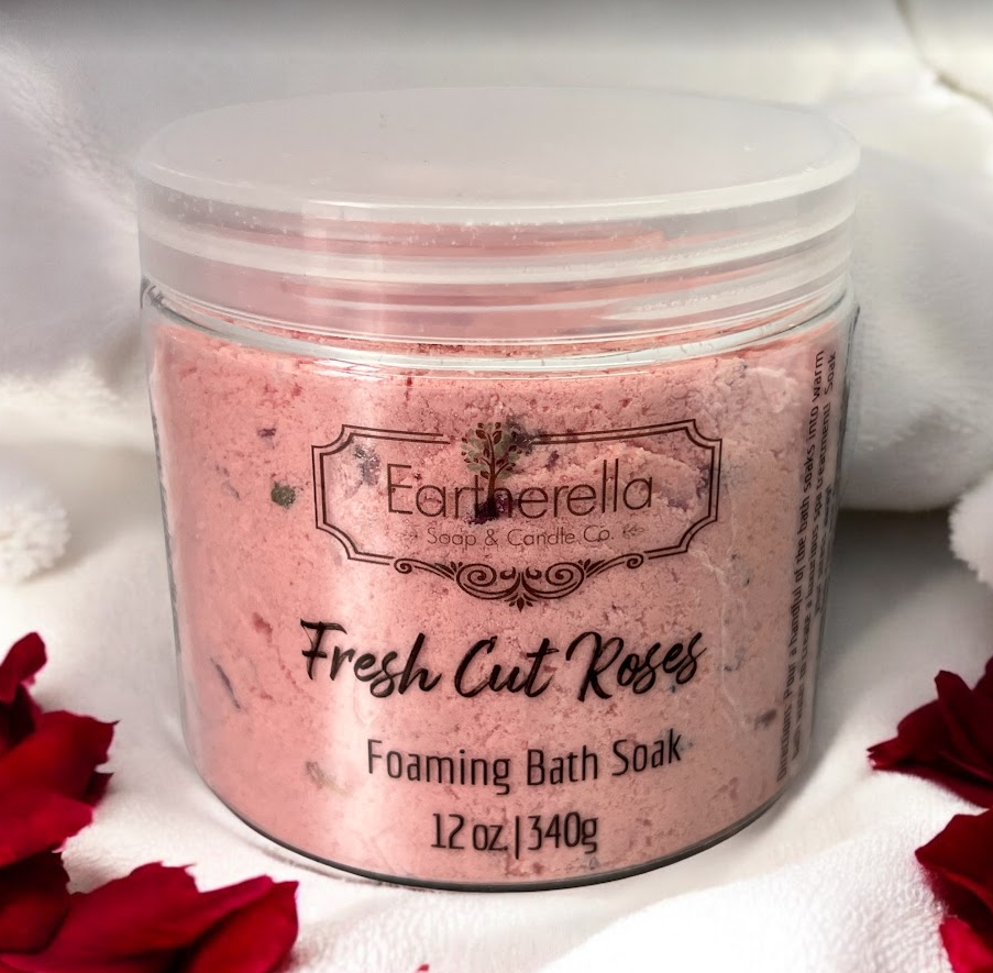 FRESH CUT ROSES scented Fizzy Bath Soak with Epsom salts, Large 12 oz jar