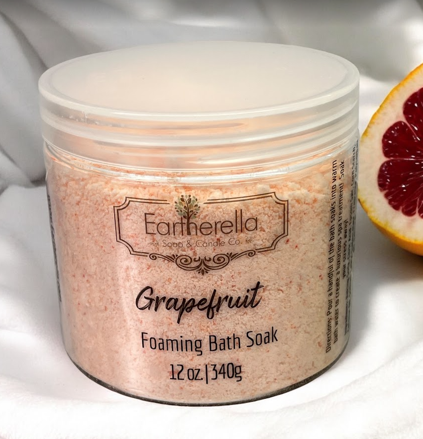 GRAPEFRUIT scented Fizzy Bath Soak with Epsom salts, Large 12 oz jar