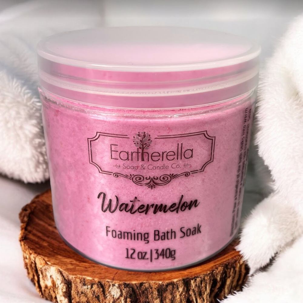 WATERMELON scented Fizzy Bath Soak with Epsom salts, Large 12 oz jar