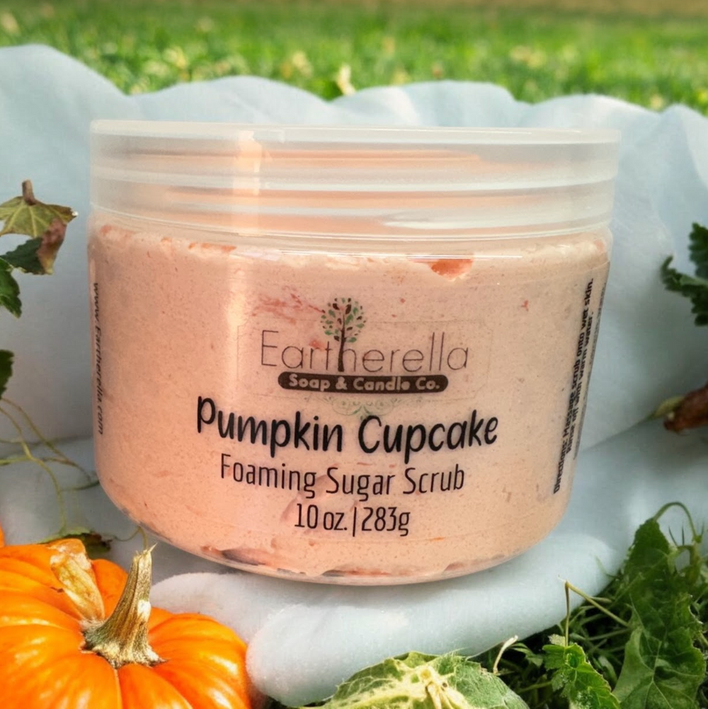 PUMPKIN CUPCAKE Exfoliating Foaming Sugar Body Scrub, 10 oz jar