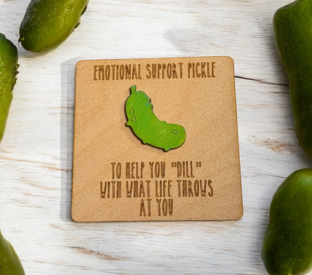 Funny ornament | Emotional SUPPORT PICKLE | Dill Pickle | Wood