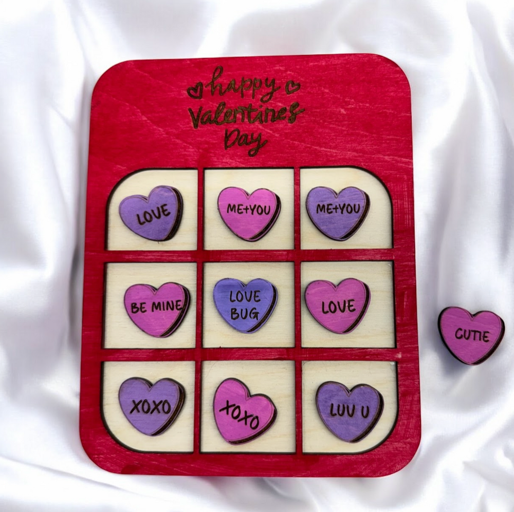 VALENTINE'S DAY themed Tic Tac Toe board game | Wood game