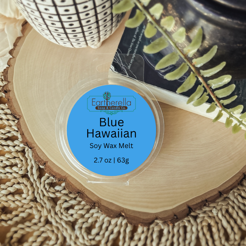 BLUE HAWAIIAN Wax Melts Tarts | coconut Orange Pineapple Citrus | Round Clamshell | 2.7 oz