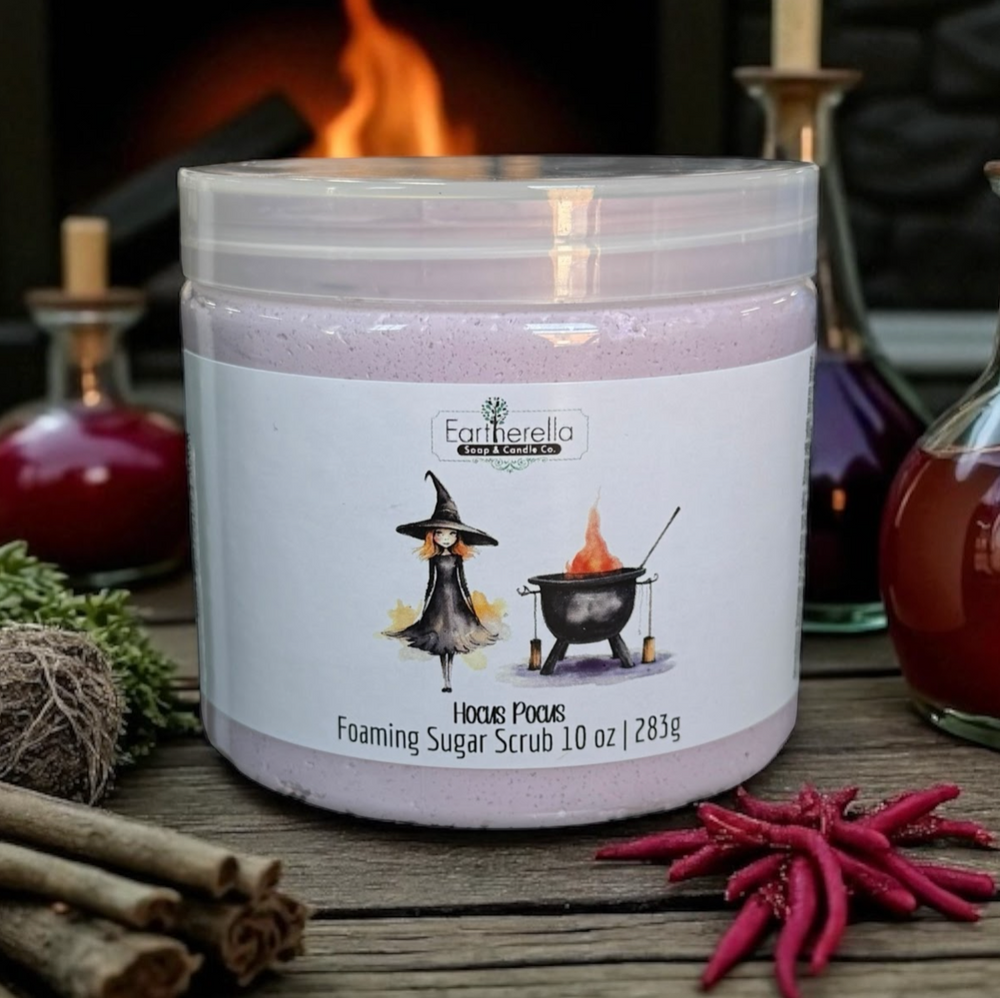 HOCUS POCUS Exfoliating Foaming Sugar Body Scrub, 10 oz jar