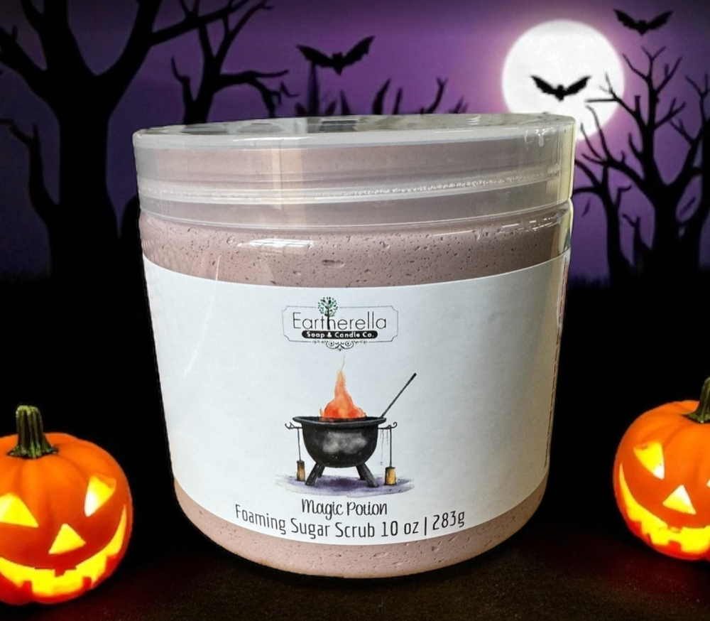 MAGIC POTION Exfoliating Foaming Sugar Body Scrub, 10 oz jar