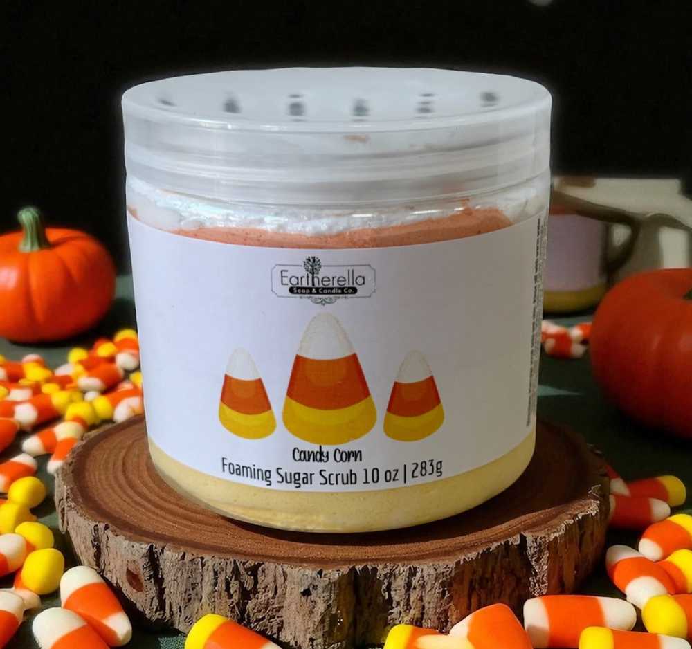 CANDY CORN Exfoliating Foaming Sugar Body Scrub, 10 oz jar