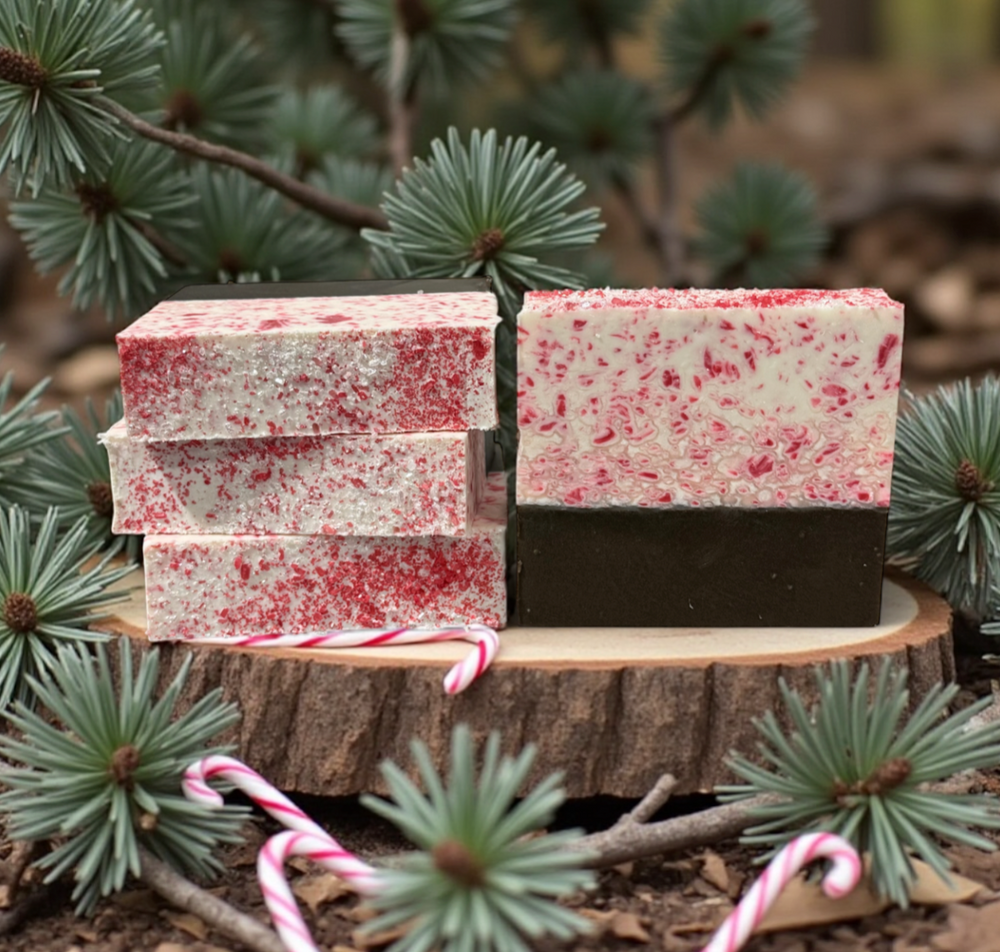 CHOCOLATE PEPPERMINT BARK soap | handmade artisan blend soap bar 6 oz