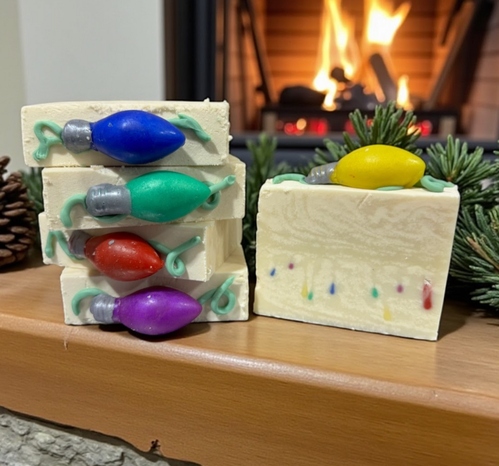 CHRISTMAS LIGHTS soap | handmade artisan soap bar | Hollyberry Garland scent | 4.5 oz