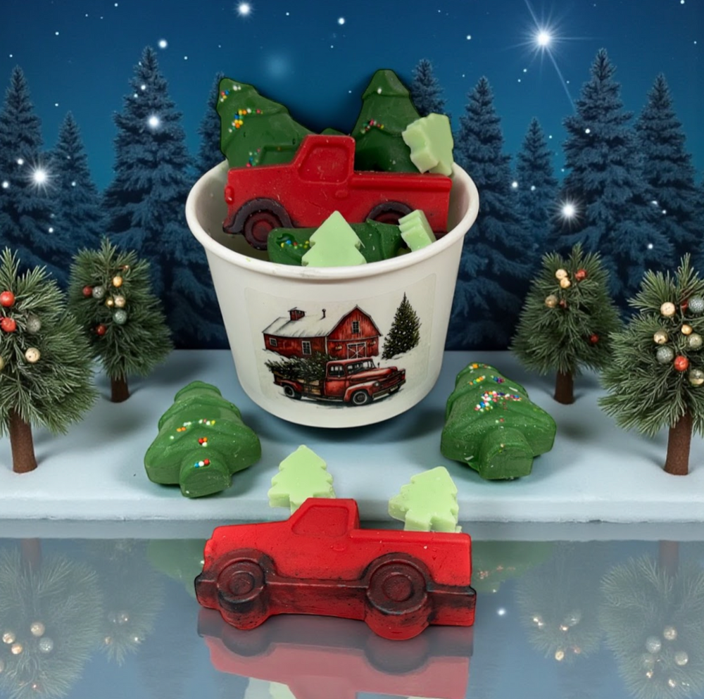 CHRISTMAS TREE FARM with Red Truck | Pine Forest Scent | 5 oz