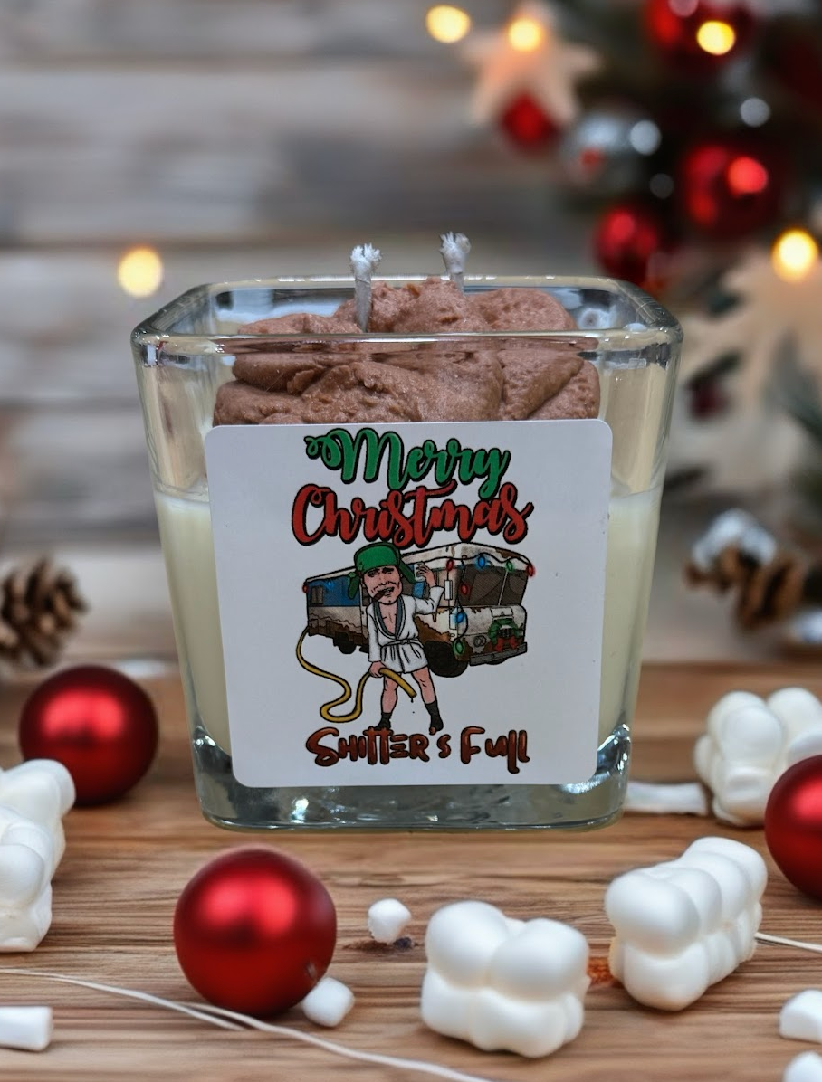 SHITTER'S FULL Christmas Vacation inspired funny soy blend candle jar, 11 oz