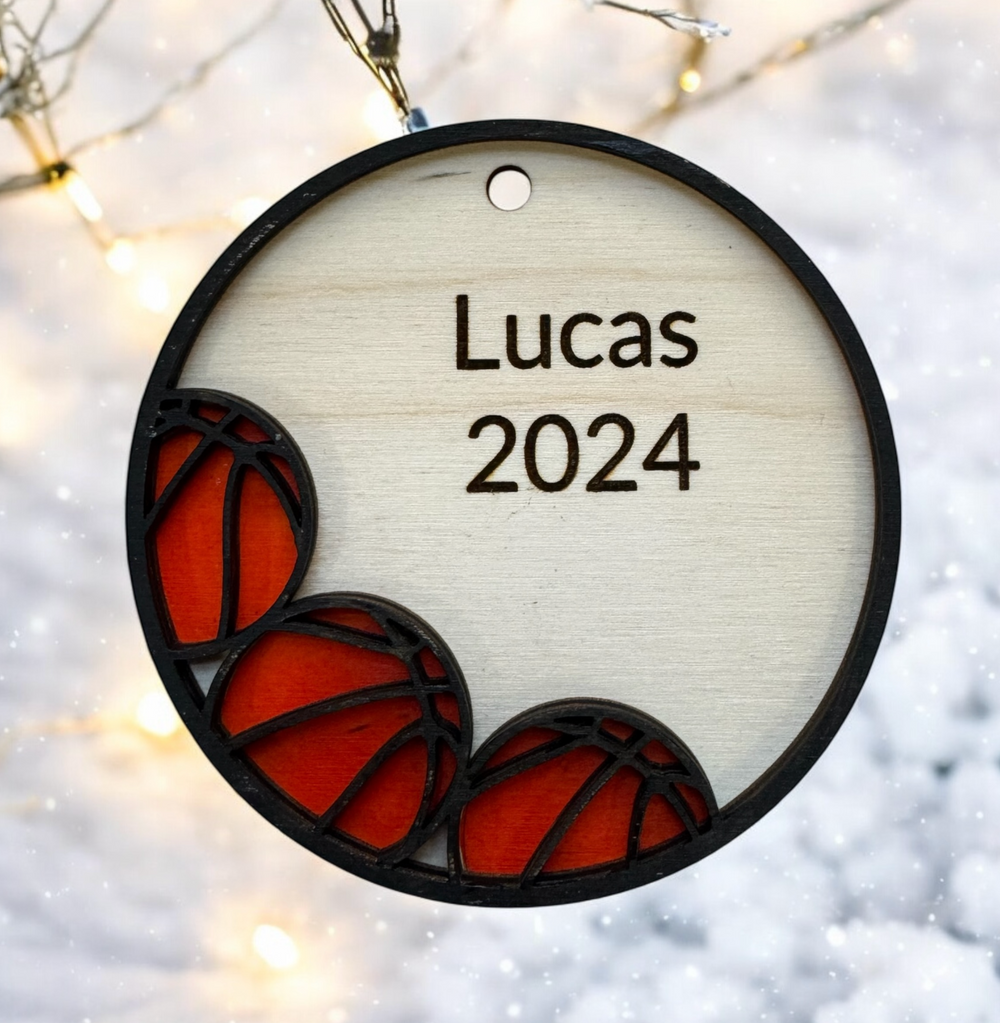 Personalized BASKETBALL Christmas Wood Ornaments Sports