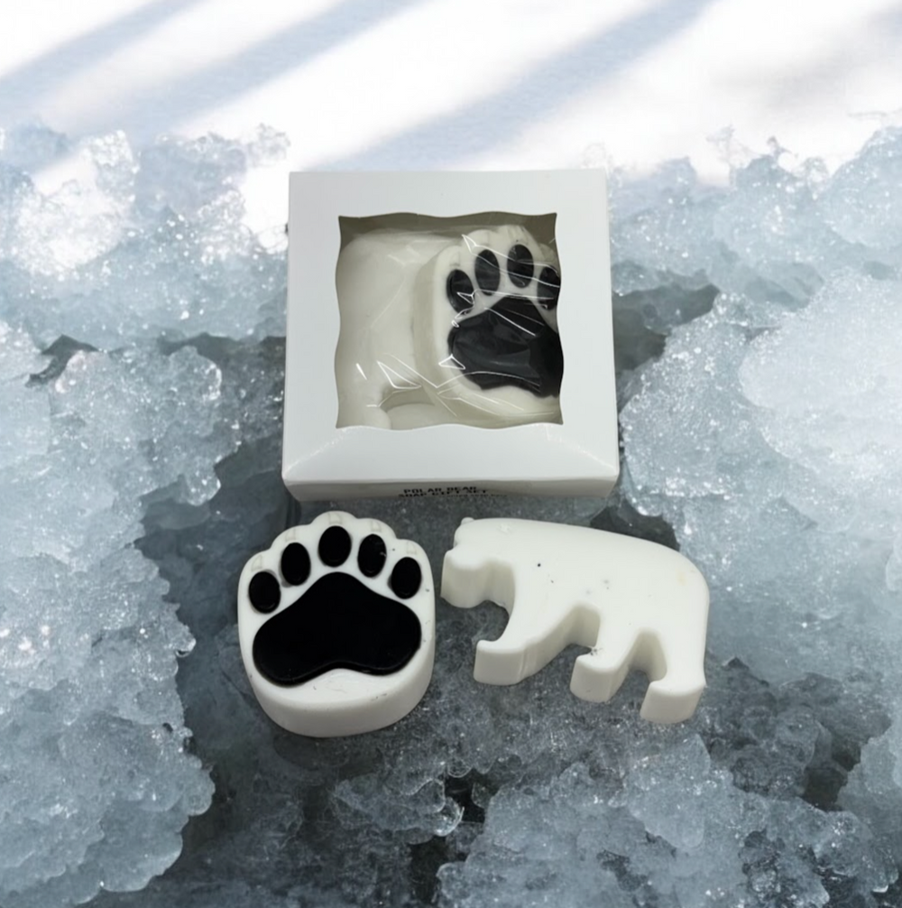 POLAR BEAR & PAW Loofah Soap Set | 6.5 oz Bar | Exfoliating | Winter Garden scent