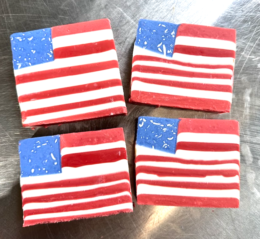 
                  
                    USA FLAG Artisan Soap bar | Bomb Pop scent | Red White Blue | 5 oz - SHIPS JULY 20
                  
                
