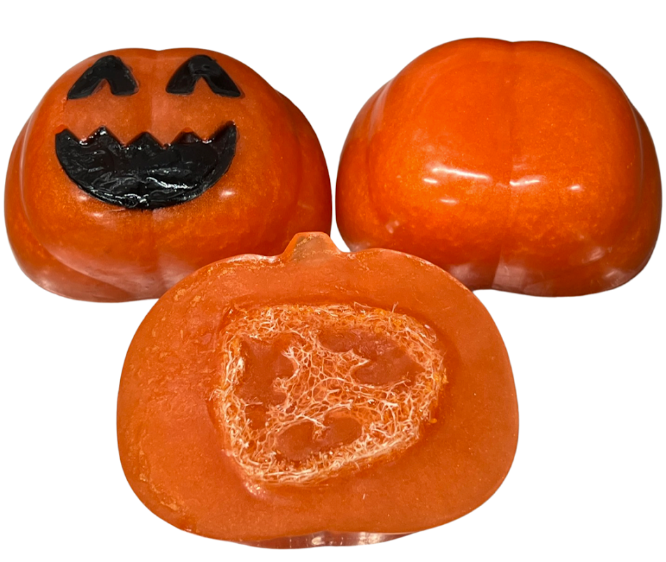 
                  
                    Halloween PUMPKIN LOOFAH soap bar, 3.75 oz | Pumpkin Pretzel Latte scent
                  
                