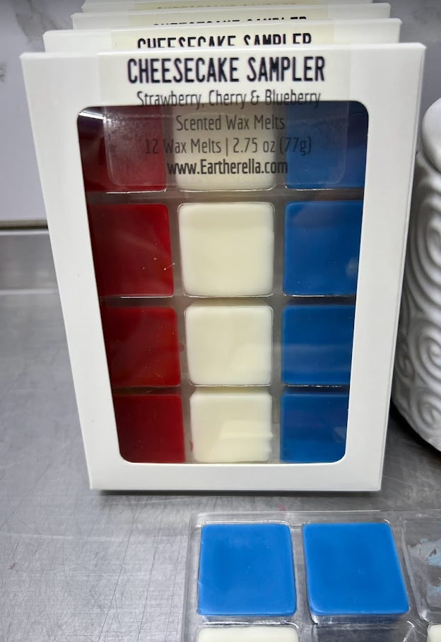
                  
                    CHEESECAKE SAMPLER wax melts | Strawberry, Cheesecake, Blueberry Cheesecake | 2.75 oz
                  
                