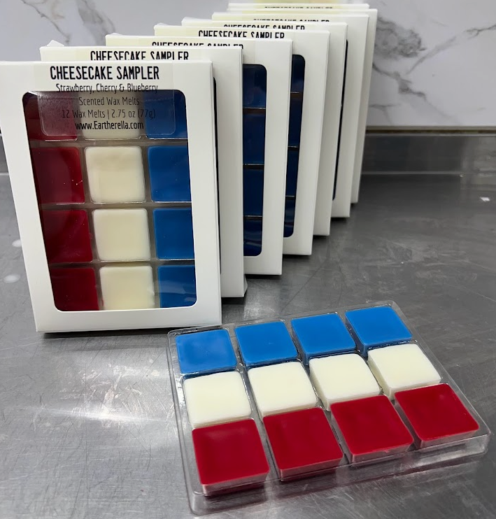 
                  
                    CHEESECAKE SAMPLER wax melts | Strawberry, Cheesecake, Blueberry Cheesecake | 2.75 oz
                  
                