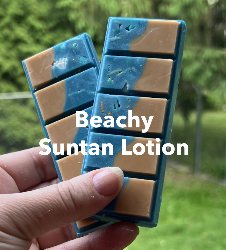 BEACHY SUNTAN LOTION scented Snap Bar Wax Melts 1.5 oz bar