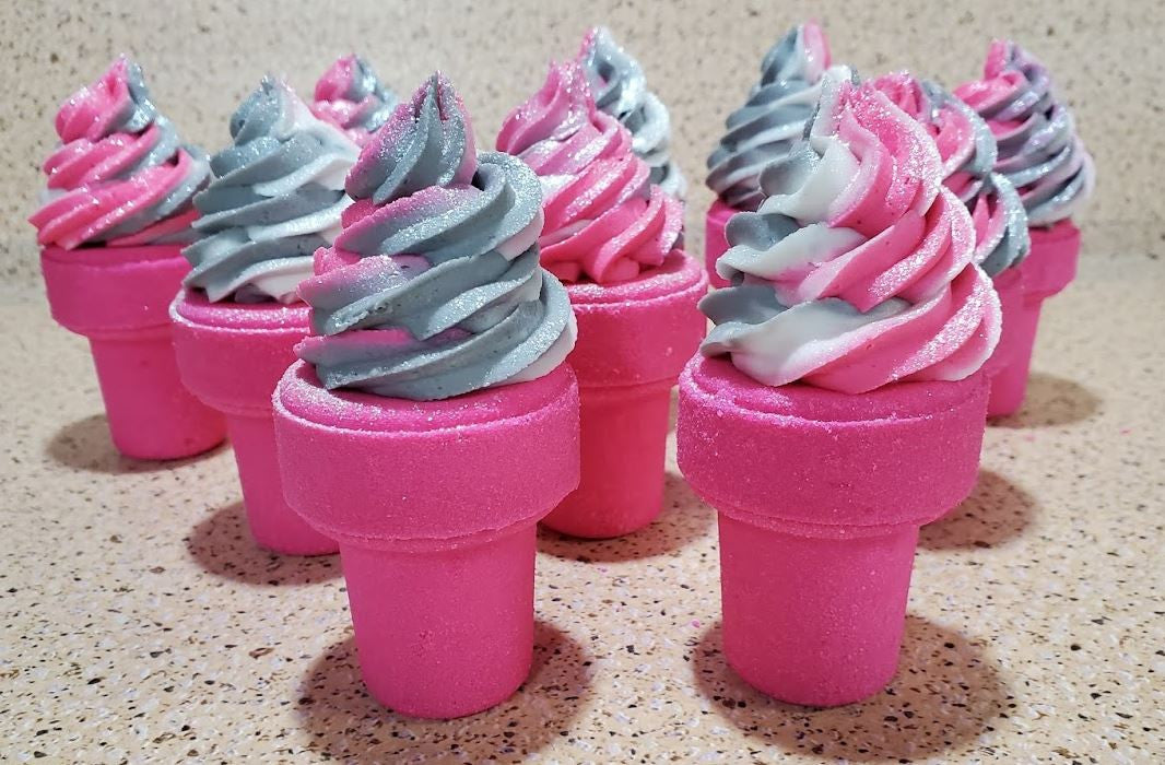 
                  
                    ICE CREAM CONE Bath Bomb with Bubble Frosting, Black Raspberry Vanilla
                  
                