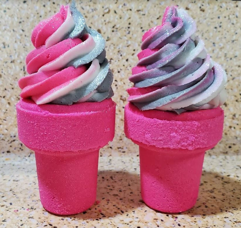 
                  
                    ICE CREAM CONE Bath Bomb with Bubble Frosting, Black Raspberry Vanilla
                  
                